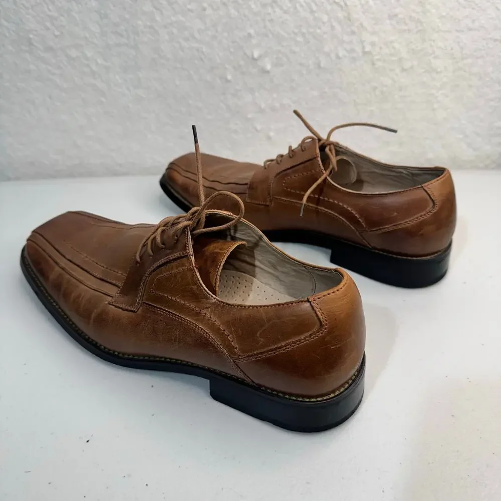 Stacy Adams Corrado Brown Leather Oxford Lace-Up Dress Shoes Square Toe Men’s 10
